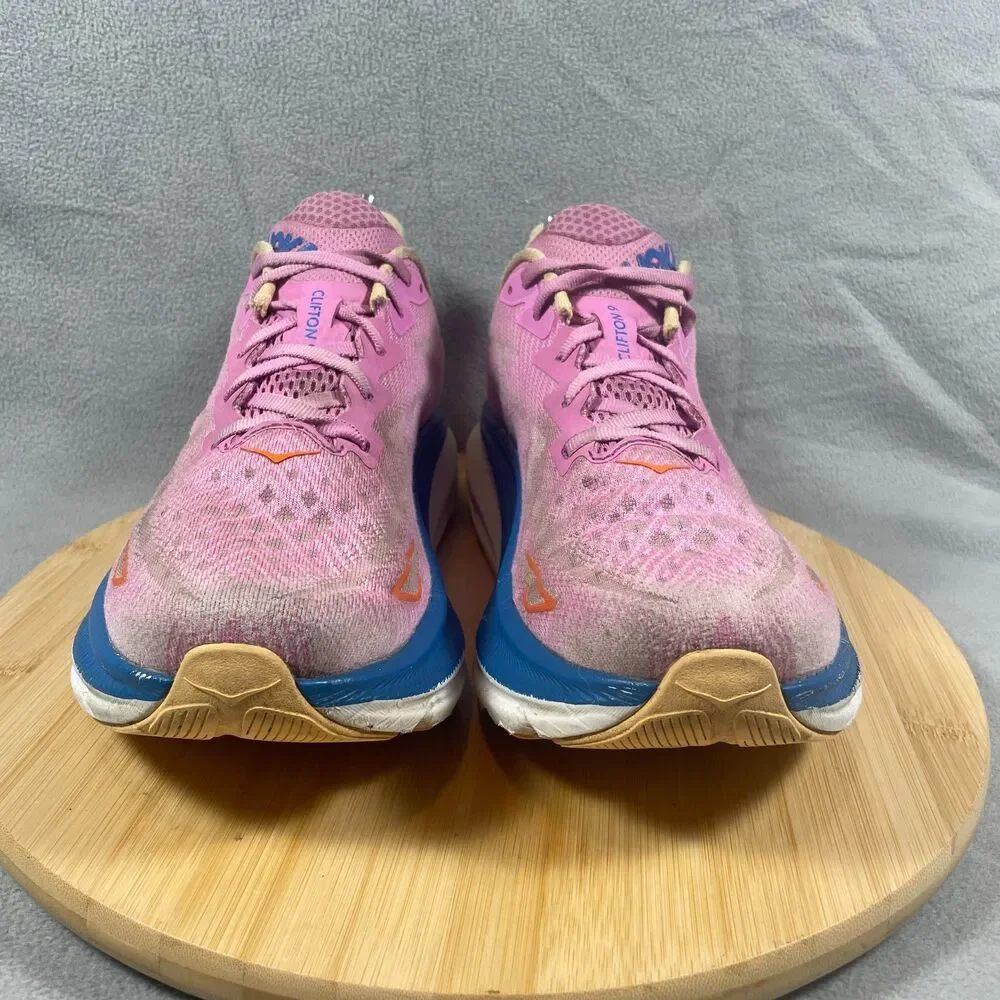 Hoka Clifton 9 Womens Size 10 B Pink Blue Athletic Sneakers Running Shoes